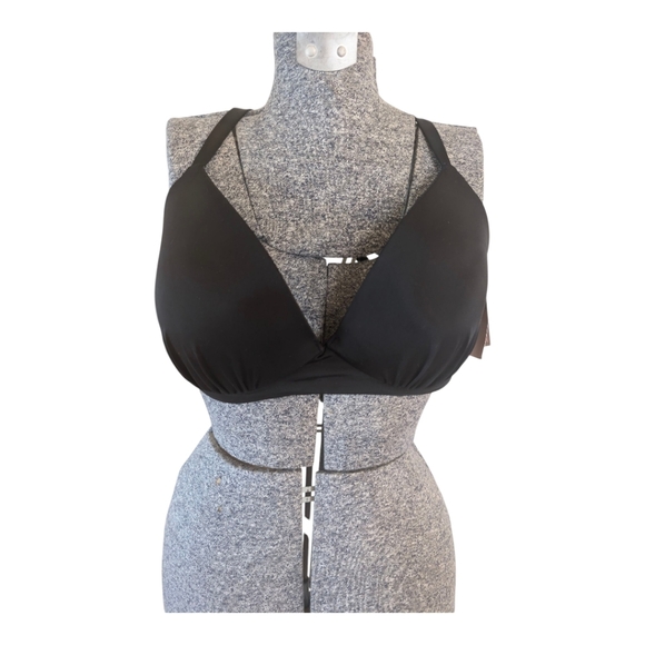 NWT Shade & Shore Black Shine On Push-Up Bikini Top 36DD - Picture 1 of 8